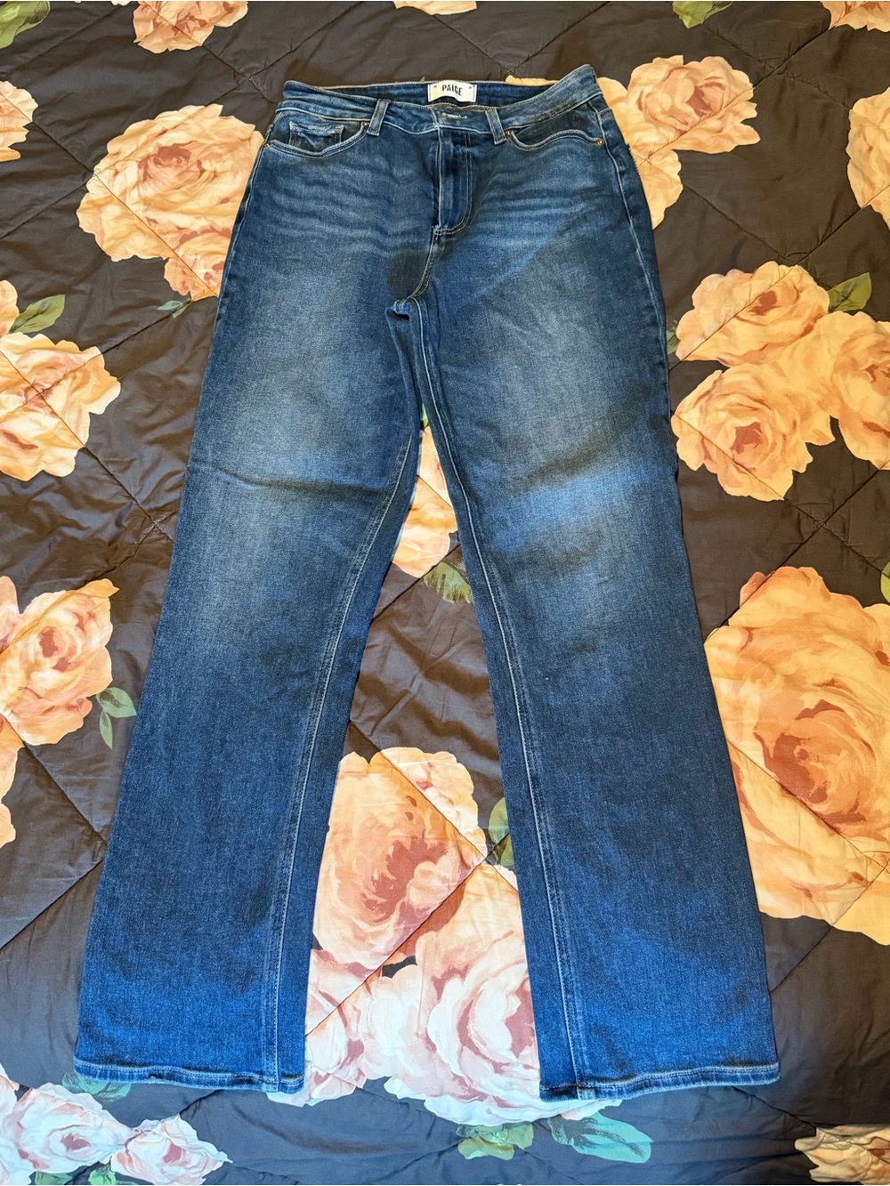 PAIGE Women's Straight-Leg Jeans in Medium Blue Wash